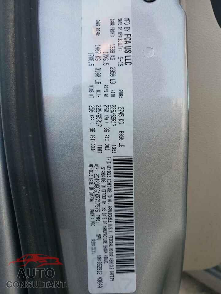 DODGE CARAVAN 2019 - 2C4RDGCG1KR717576