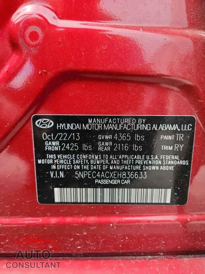 HYUNDAI SONATA 2014 - 5NPEC4ACXEH836633