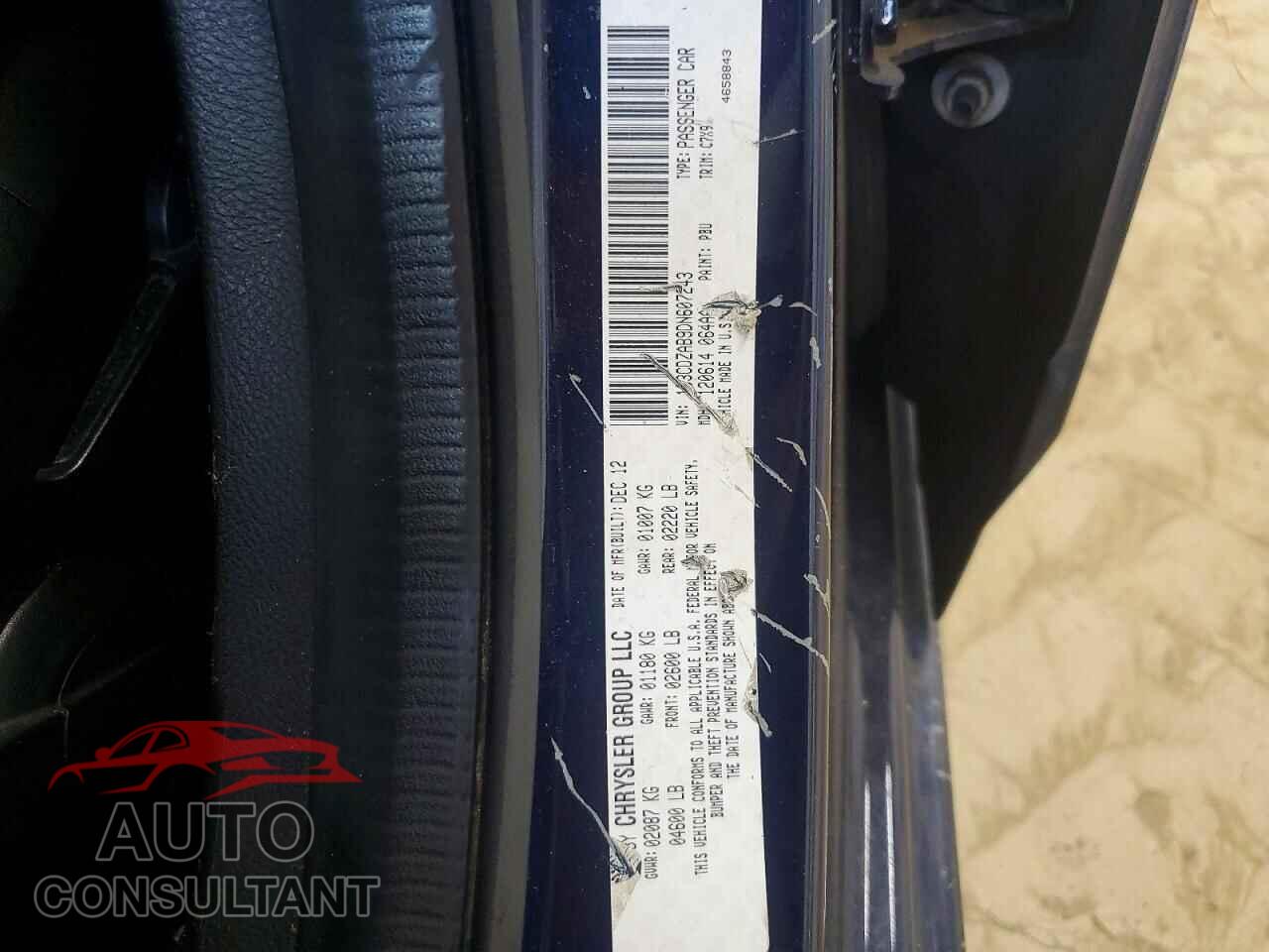 DODGE AVENGER 2013 - 1C3CDZAB9DN607243
