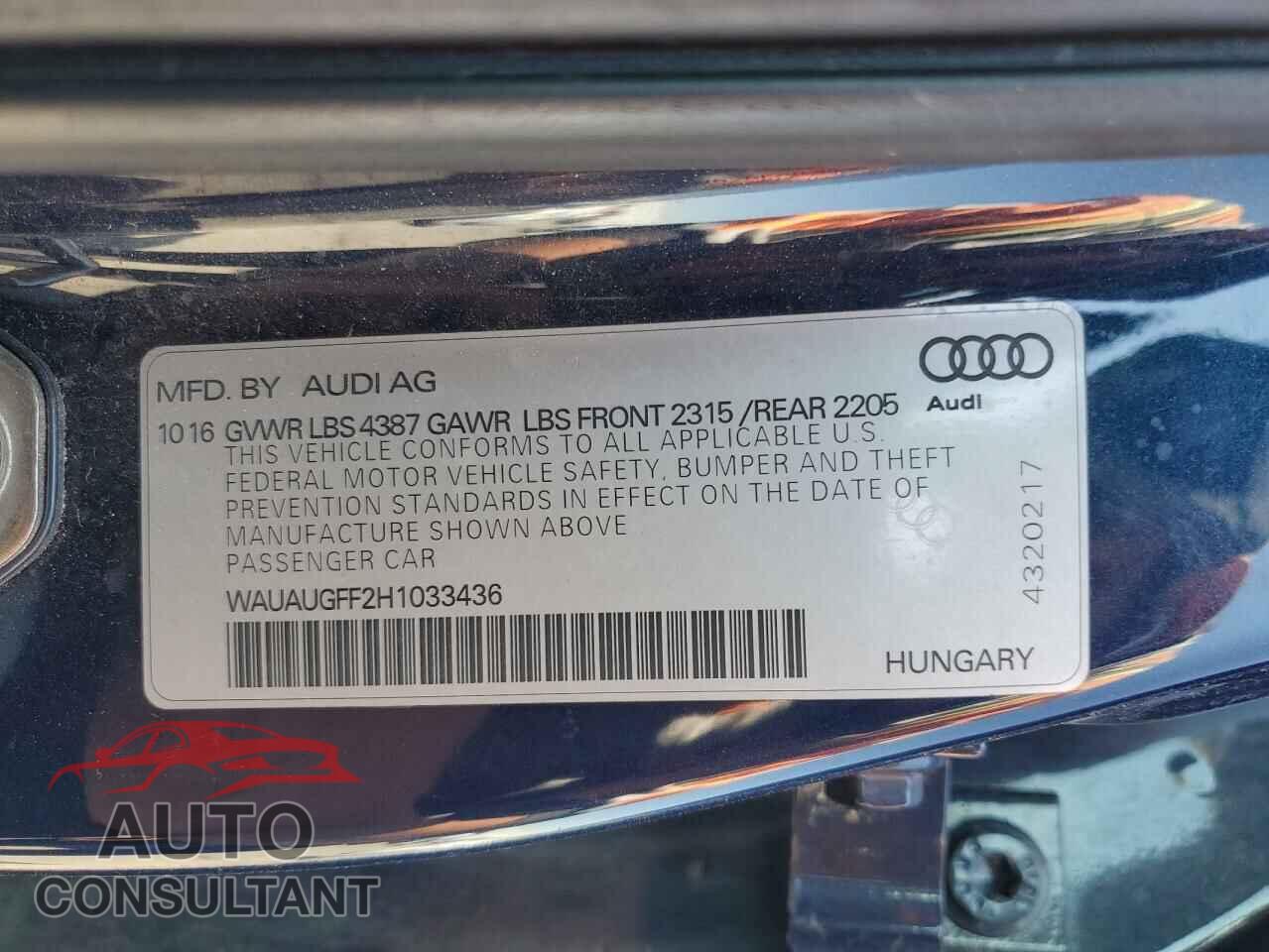 AUDI A3 2017 - WAUAUGFF2H1033436