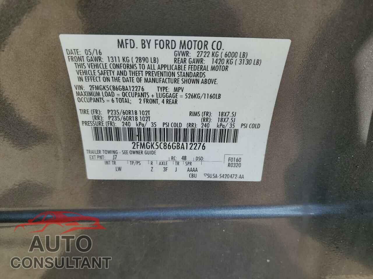 FORD FLEX 2016 - 2FMGK5C86GBA12276