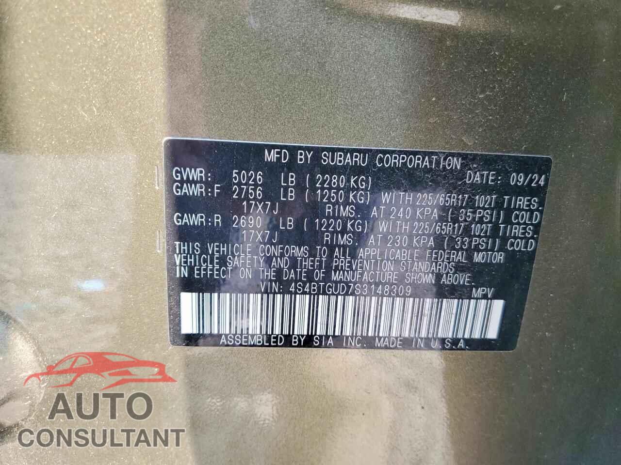 SUBARU OUTBACK 2025 - 4S4BTGUD7S3148309