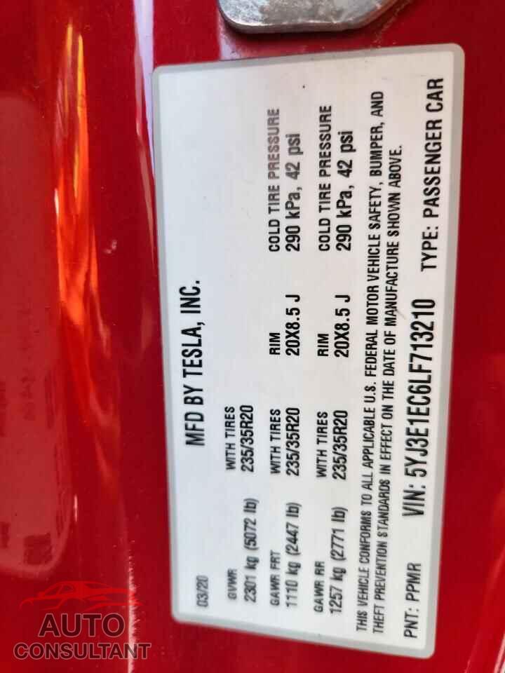 TESLA MODEL 3 2020 - 5YJ3E1EC6LF713210