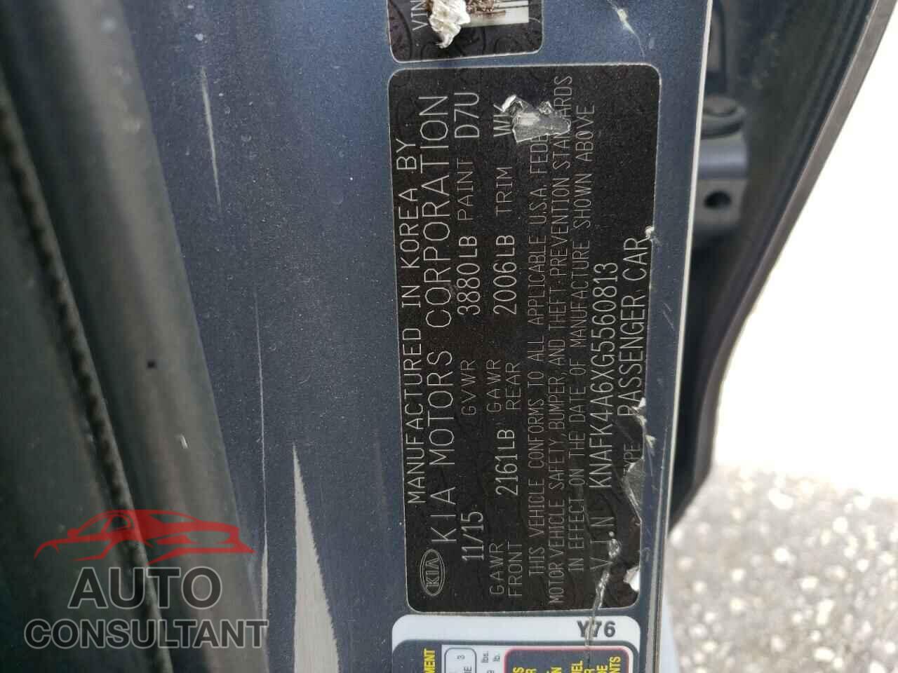 KIA FORTE 2016 - KNAFK4A6XG5560813