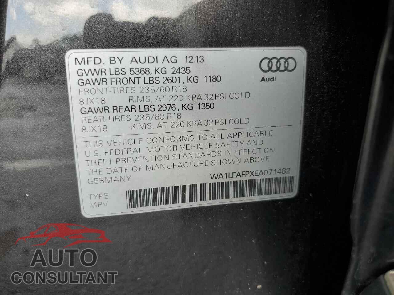 AUDI Q5 2014 - WA1LFAFPXEA071482