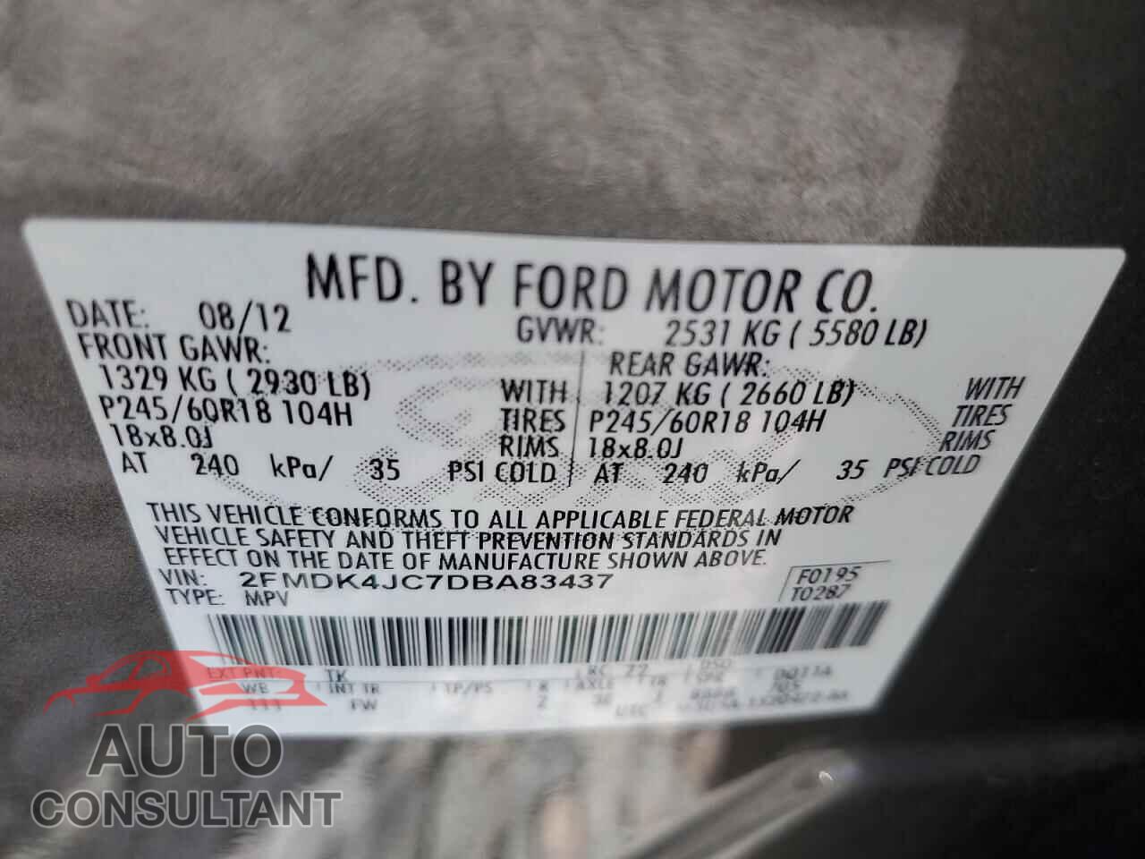 FORD EDGE 2013 - 2FMDK4JC7DBA83437