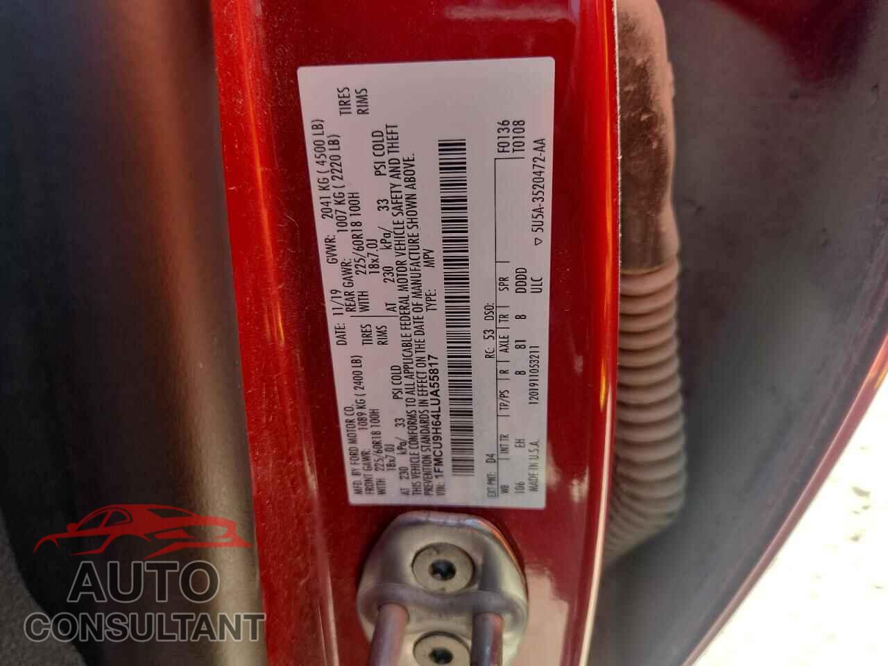 FORD ESCAPE 2020 - 1FMCU9H64LUA55817