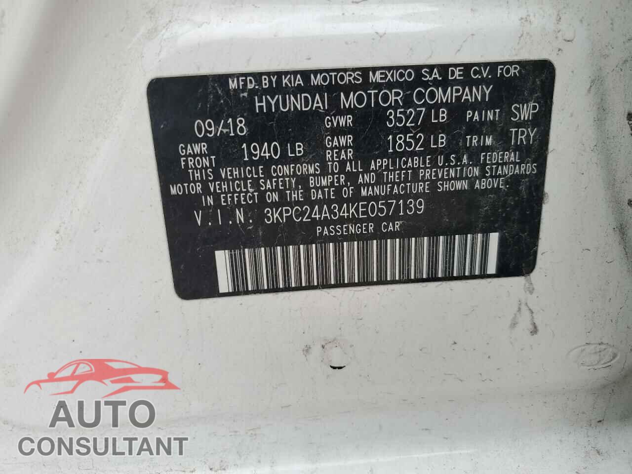 HYUNDAI ACCENT 2019 - 3KPC24A34KE057139