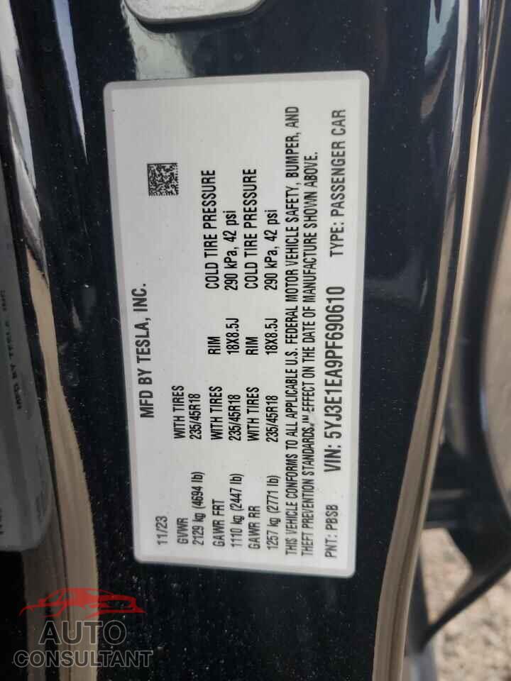 TESLA MODEL 3 2023 - 5YJ3E1EA9PF690610