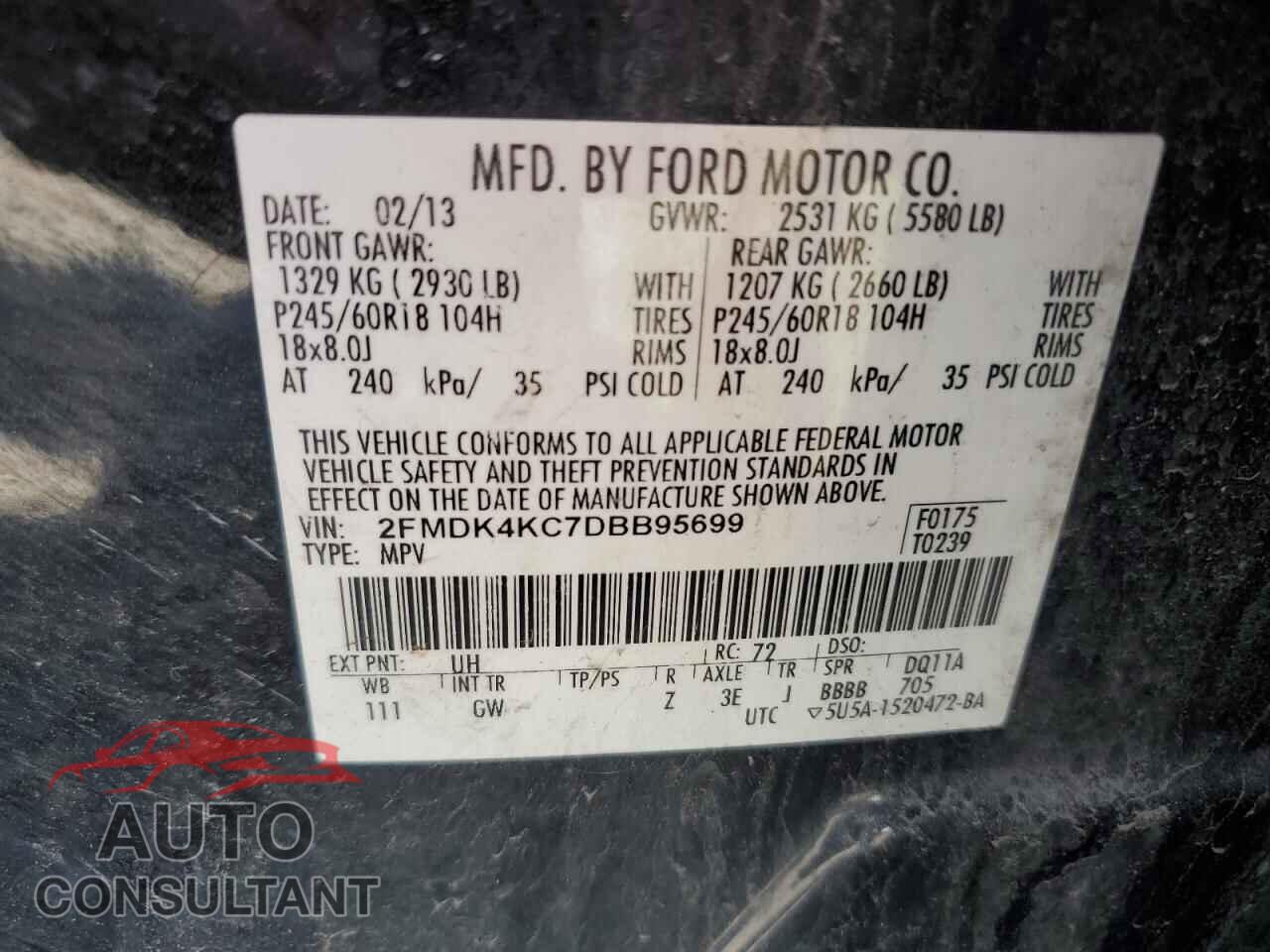 FORD EDGE 2013 - 2FMDK4KC7DBB95699