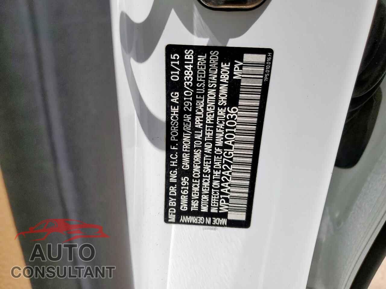 PORSCHE CAYENNE 2016 - WP1AA2A27GLA01036