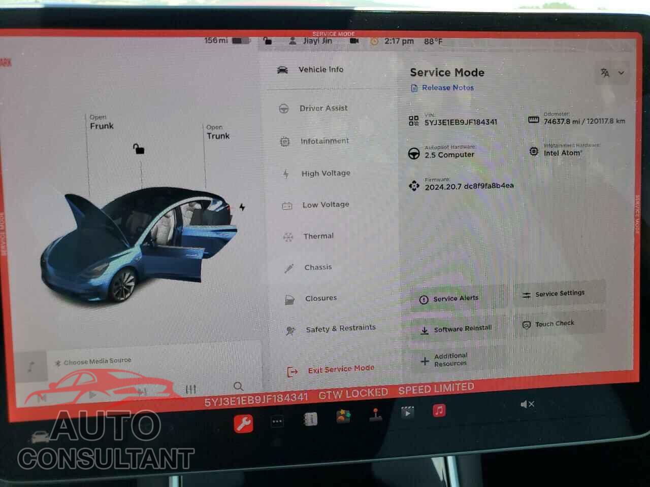 TESLA MODEL 3 2018 - 5YJ3E1EB9JF184341