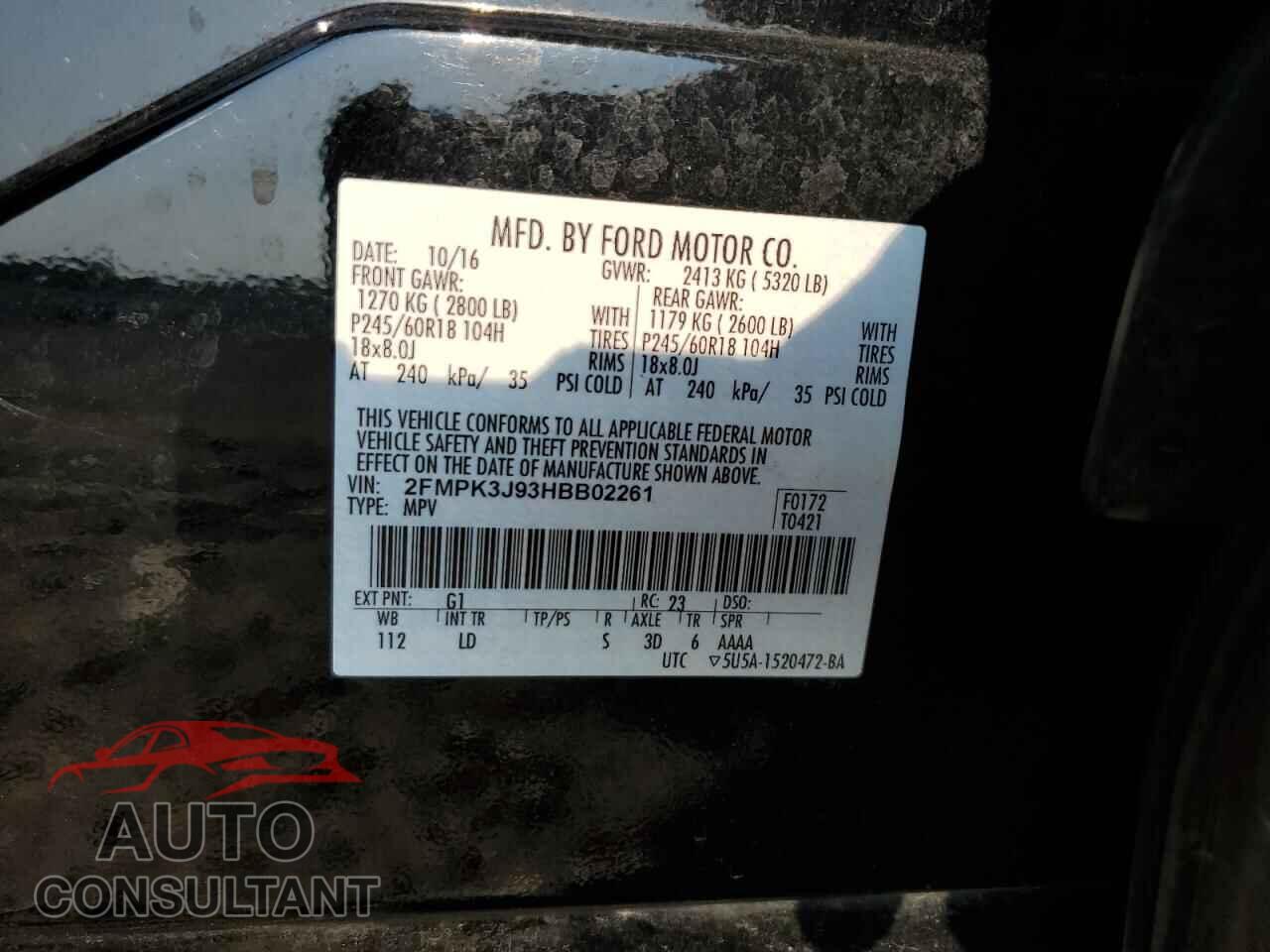 FORD EDGE 2017 - 2FMPK3J93HBB02261