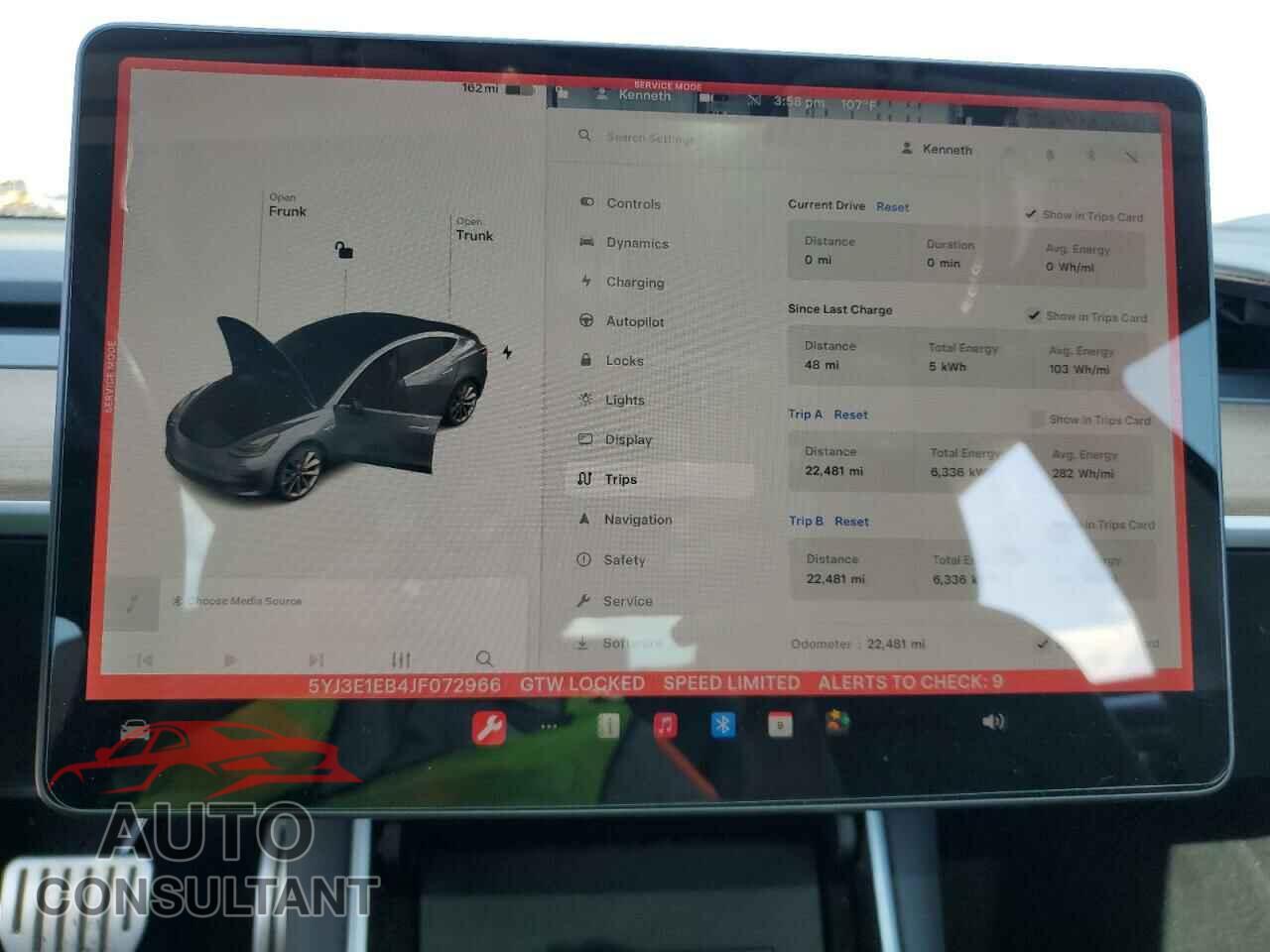TESLA MODEL 3 2018 - 5YJ3E1EB4JF072966