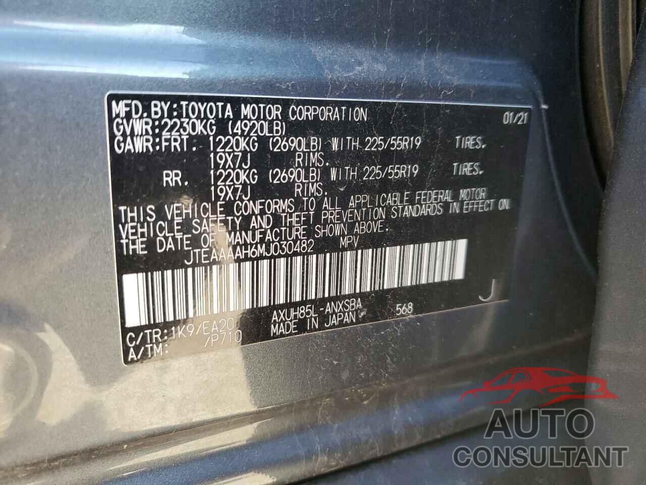 TOYOTA VENZA 2021 - JTEAAAAH6MJ030482