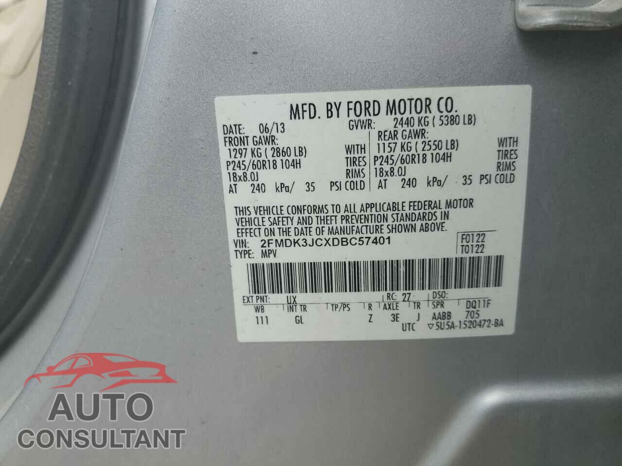 FORD EDGE 2013 - 2FMDK3JCXDBC57401