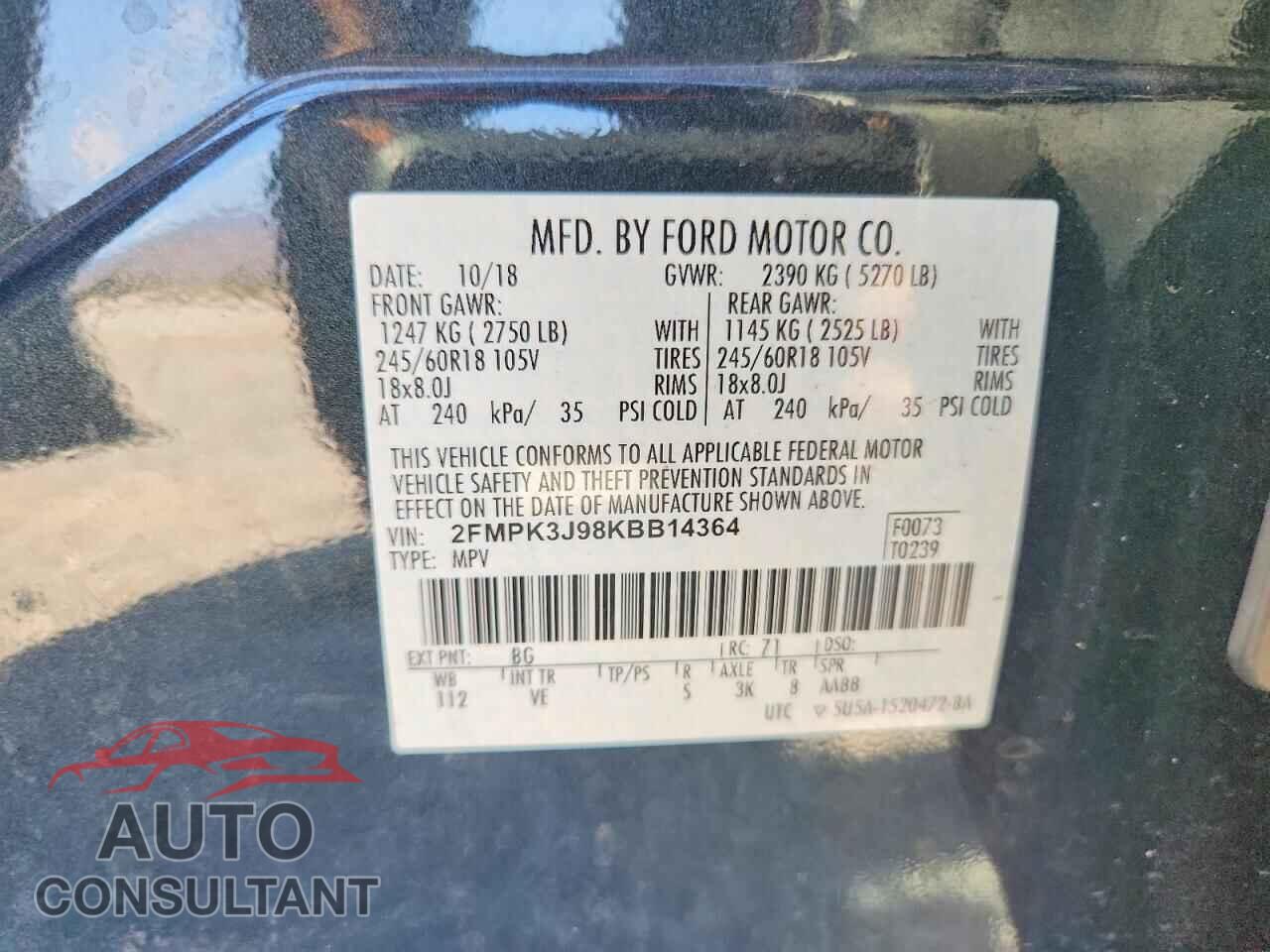 FORD EDGE 2019 - 2FMPK3J98KBB14364