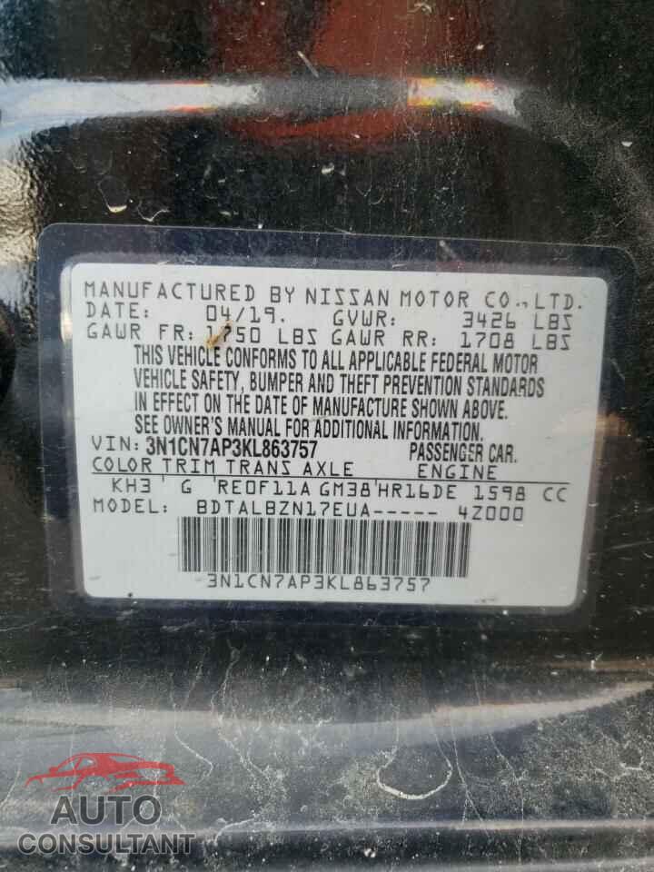 NISSAN VERSA 2019 - 3N1CN7AP3KL863757