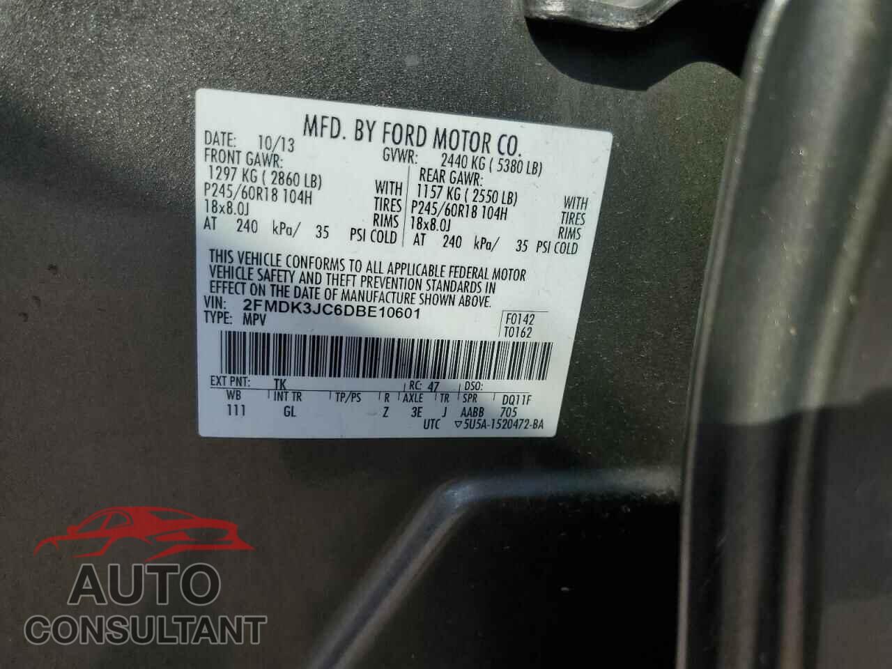 FORD EDGE 2013 - 2FMDK3JC6DBE10601