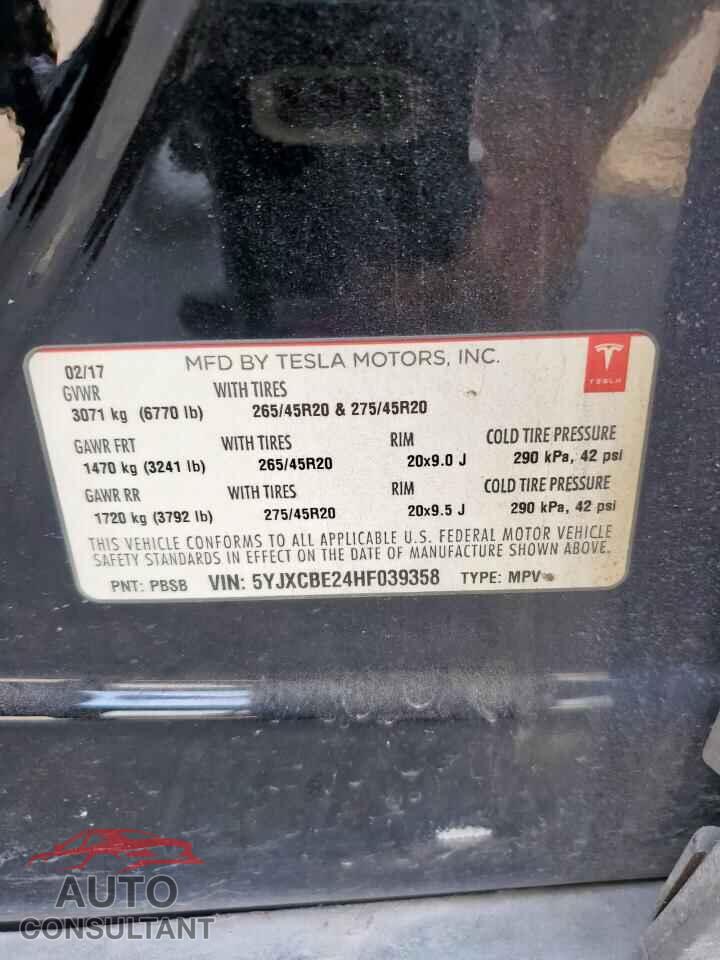 TESLA MODEL X 2017 - 5YJXCBE24HF039358