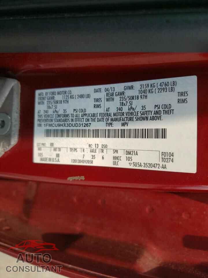 FORD ESCAPE 2013 - 1FMCU9HX3DUD31267