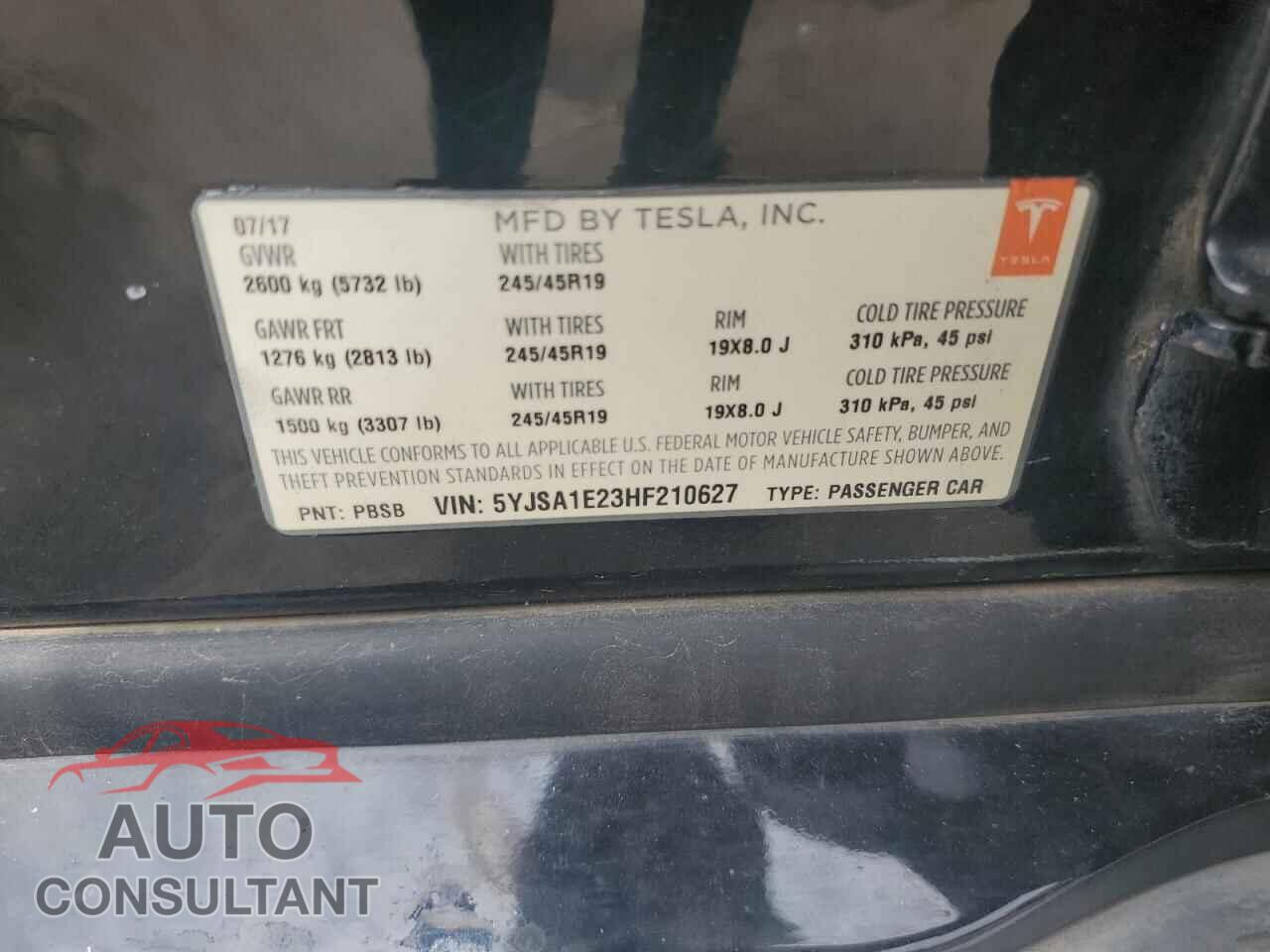 TESLA MODEL S 2017 - 5YJSA1E23HF210627
