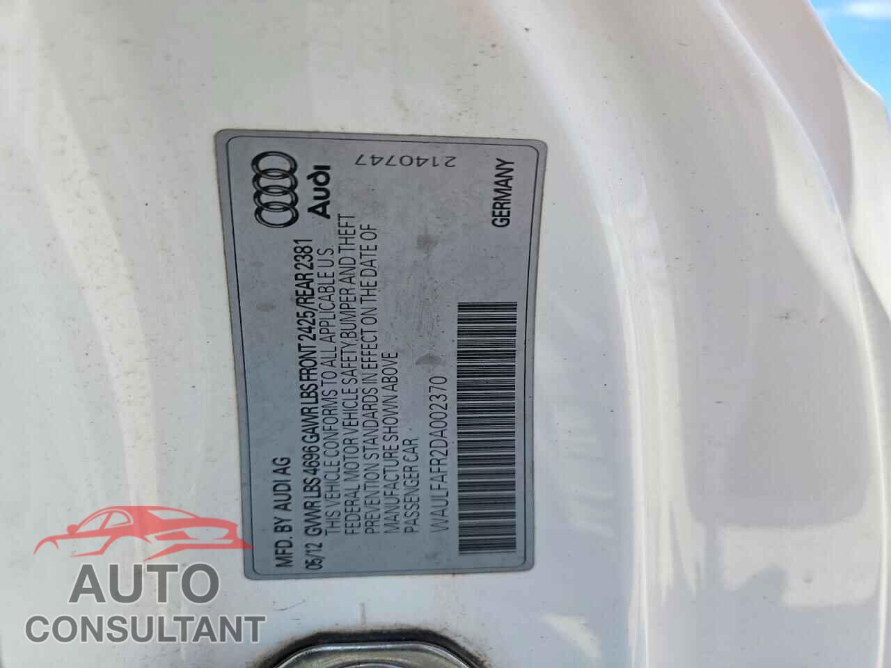AUDI A5 2013 - WAULFAFR2DA002370