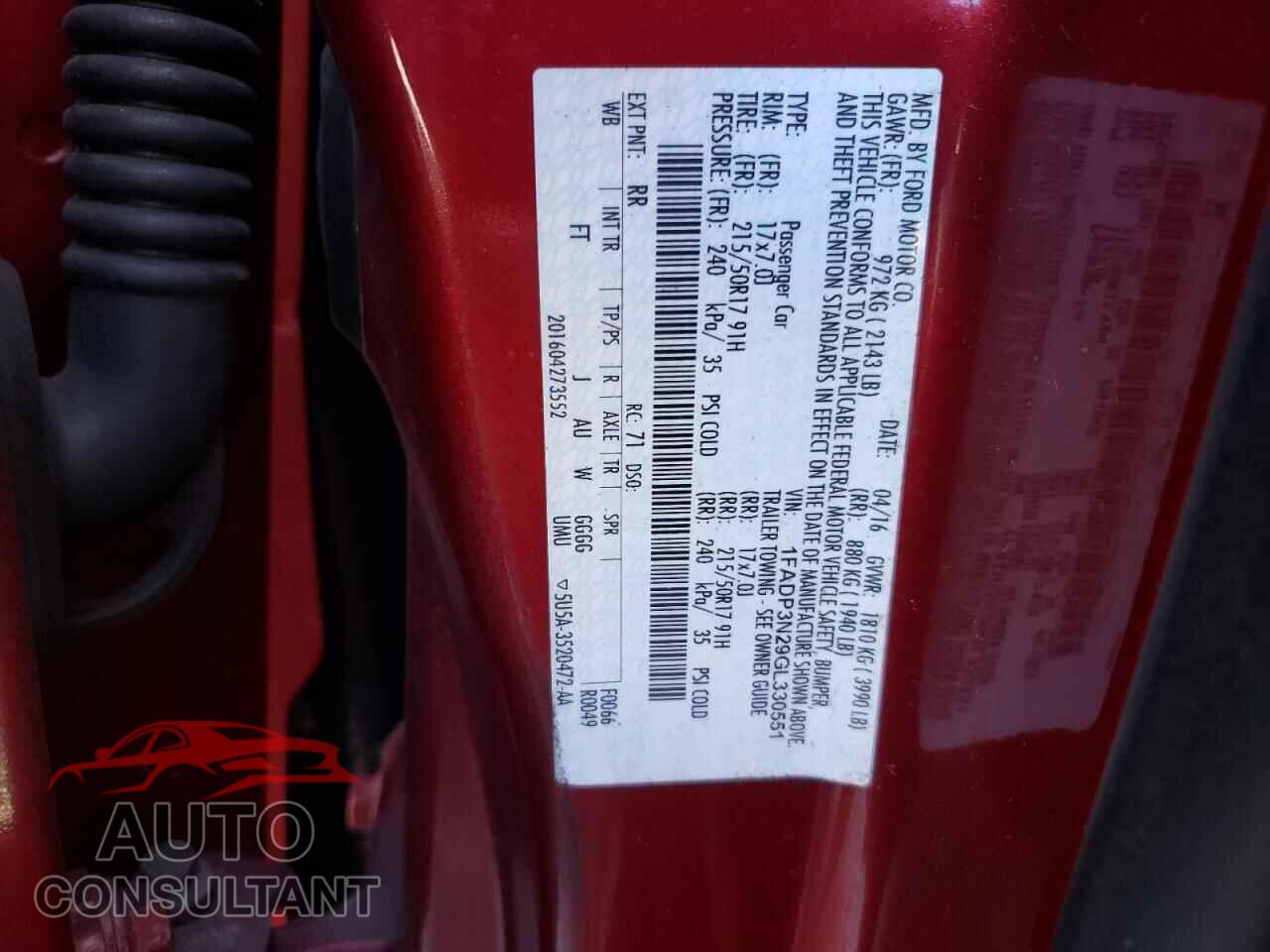 FORD FOCUS 2016 - 1FADP3N29GL330551
