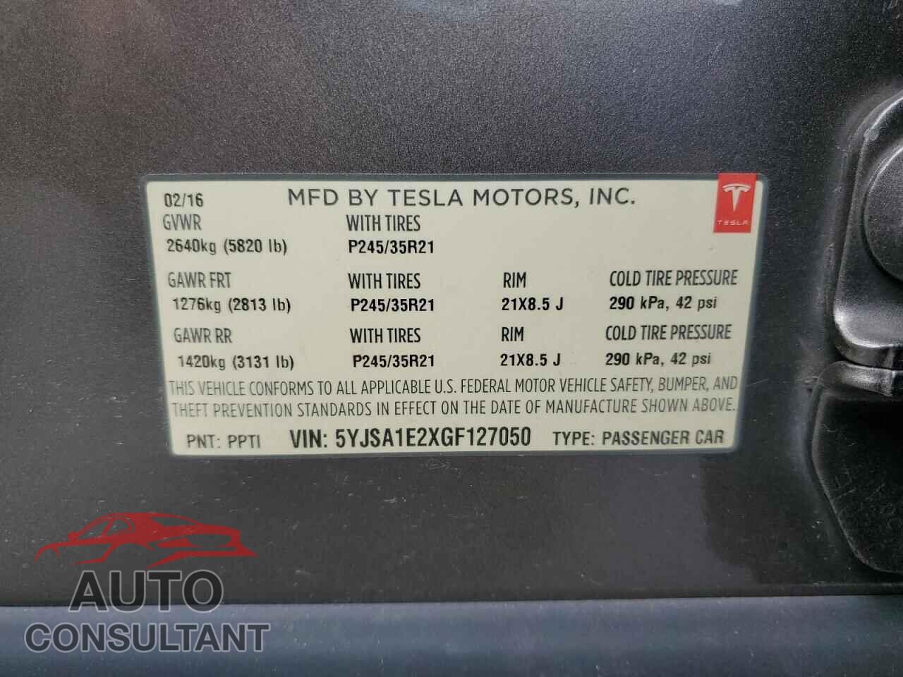 TESLA MODEL S 2016 - 5YJSA1E2XGF127050