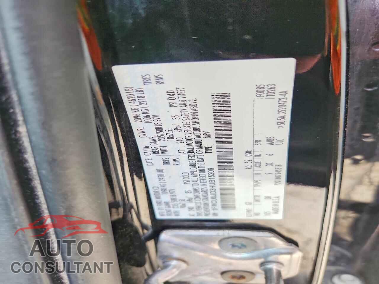 FORD ESCAPE 2017 - 1FMCU0JD3HUB15209