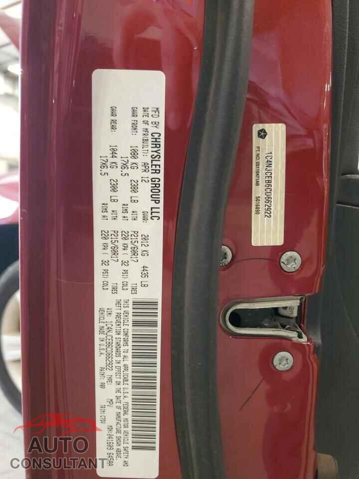 JEEP COMPASS 2012 - 1C4NJCEB6CD662922
