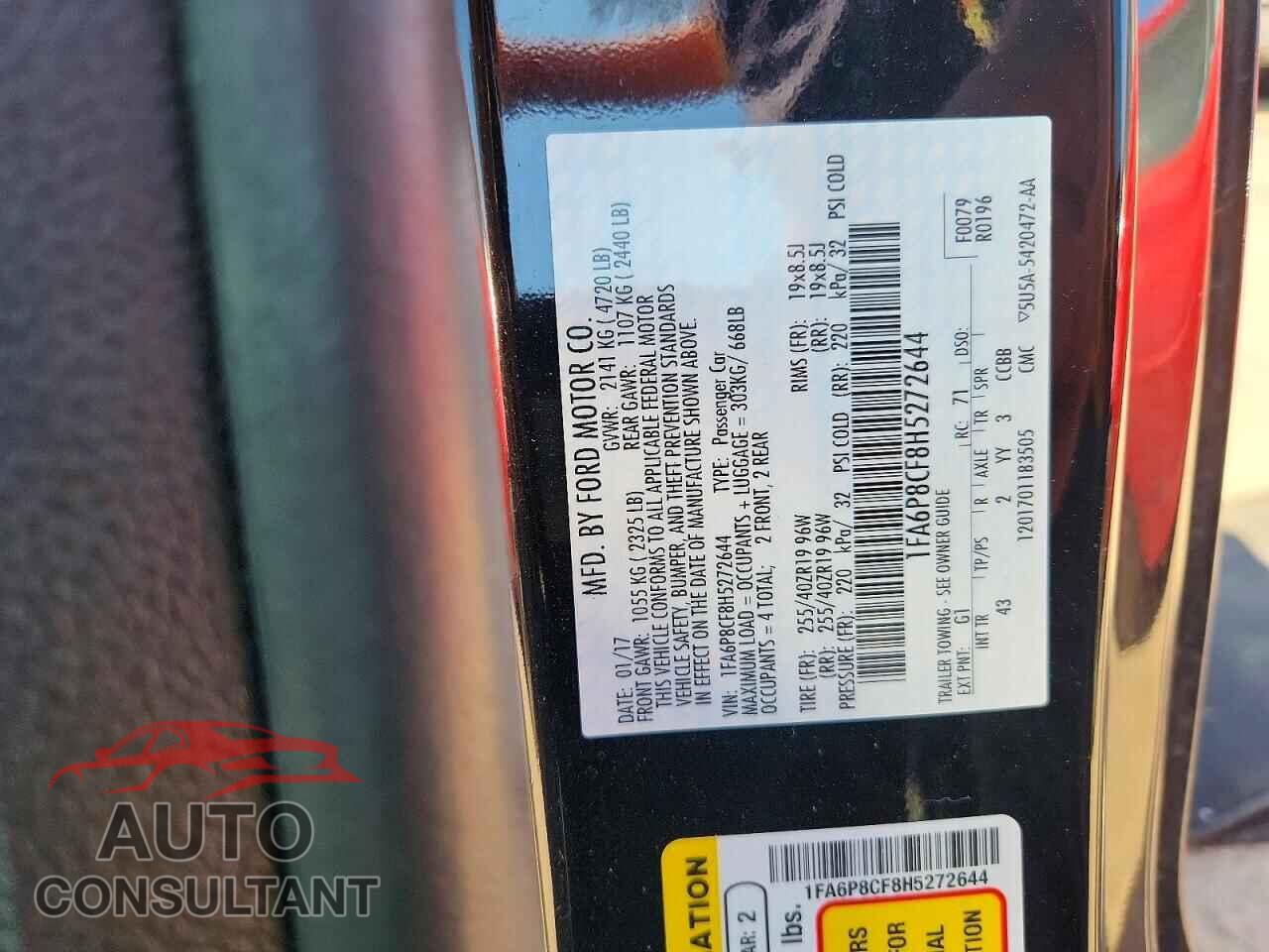 FORD MUSTANG 2017 - 1FA6P8CF8H5272644