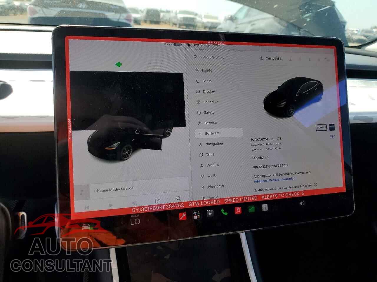 TESLA MODEL 3 2019 - 5YJ3E1EB9KF384752