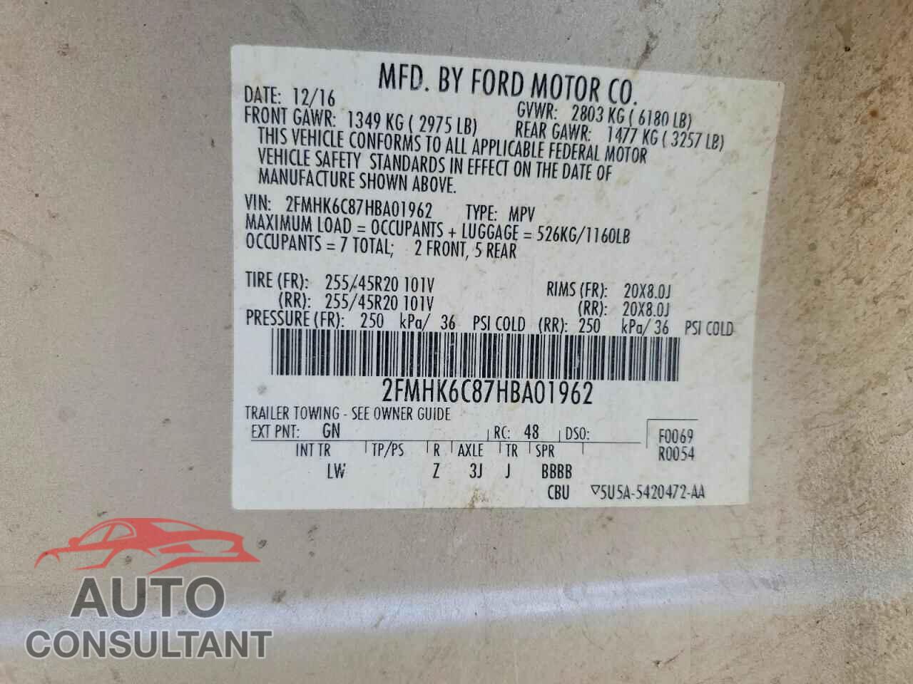 FORD FLEX 2017 - 2FMHK6C87HBA01962