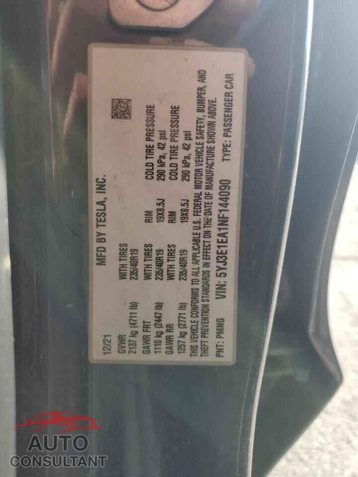 TESLA MODEL 3 2022 - 5YJ3E1EA1NF144090