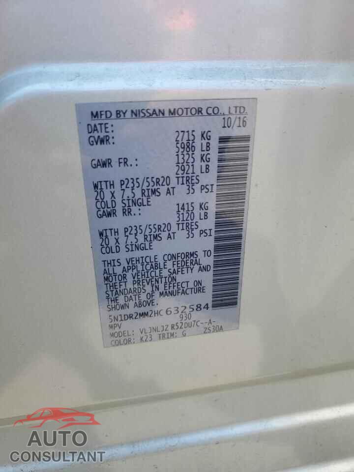 NISSAN PATHFINDER 2017 - 5N1DR2MM2HC632584