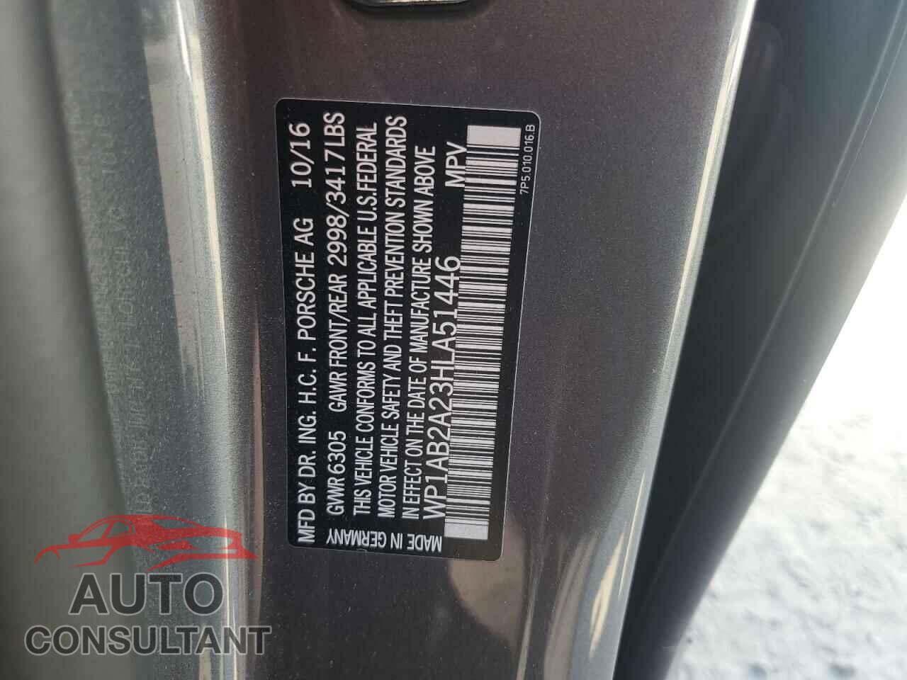 PORSCHE CAYENNE 2017 - WP1AB2A23HLA51446