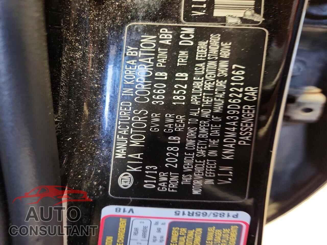 KIA RIO 2013 - KNADM4A39D6221067