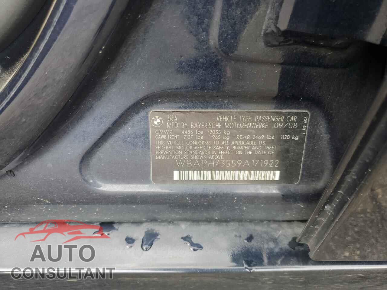 BMW 3 SERIES 2009 - WBAPH73559A171922
