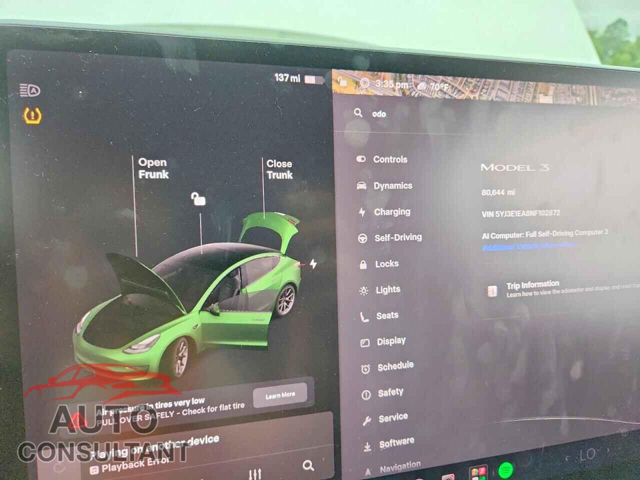 TESLA MODEL 3 2022 - 5YJ3E1EA8NF102872
