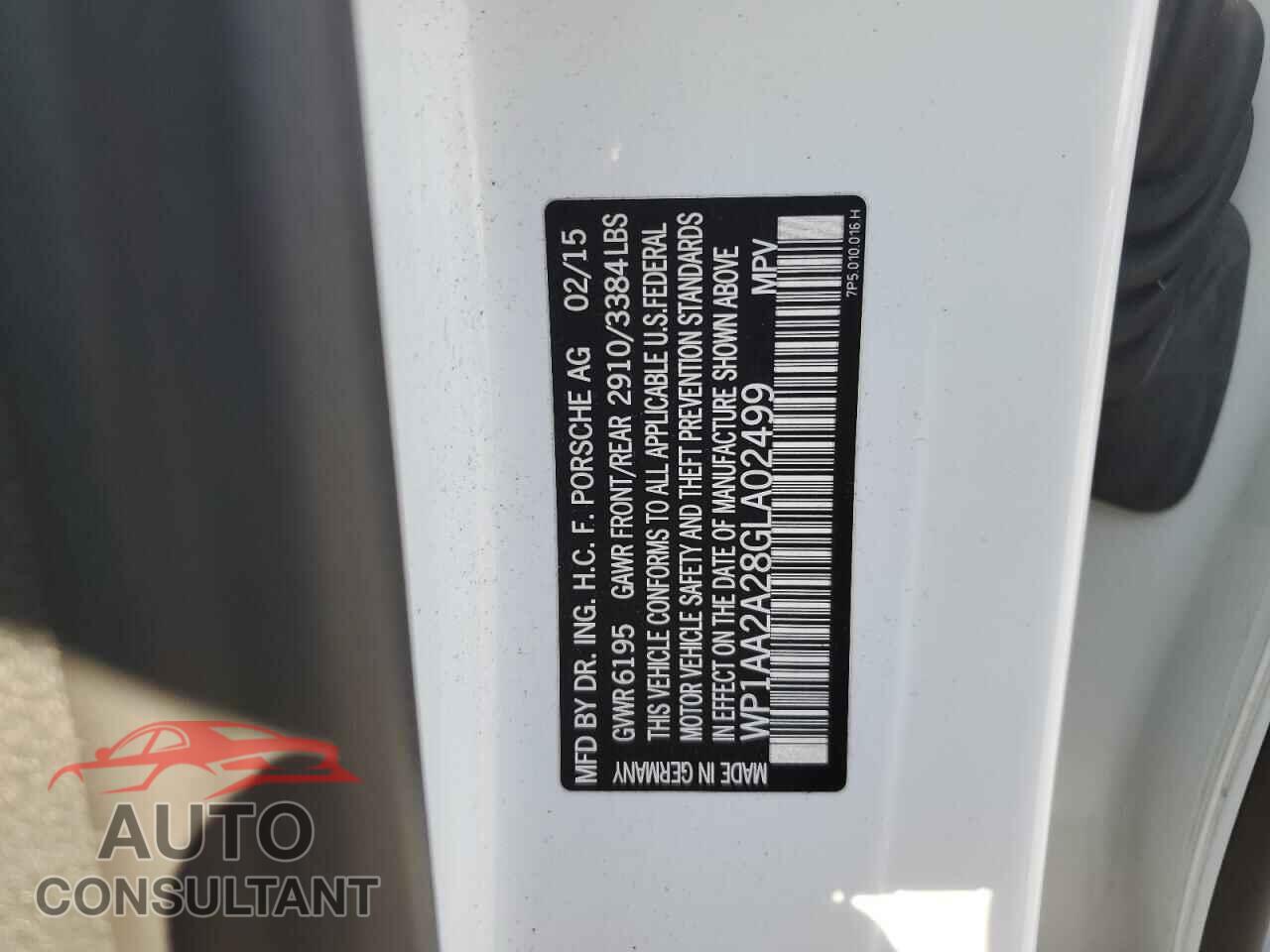 PORSCHE CAYENNE 2016 - WP1AA2A28GLA02499