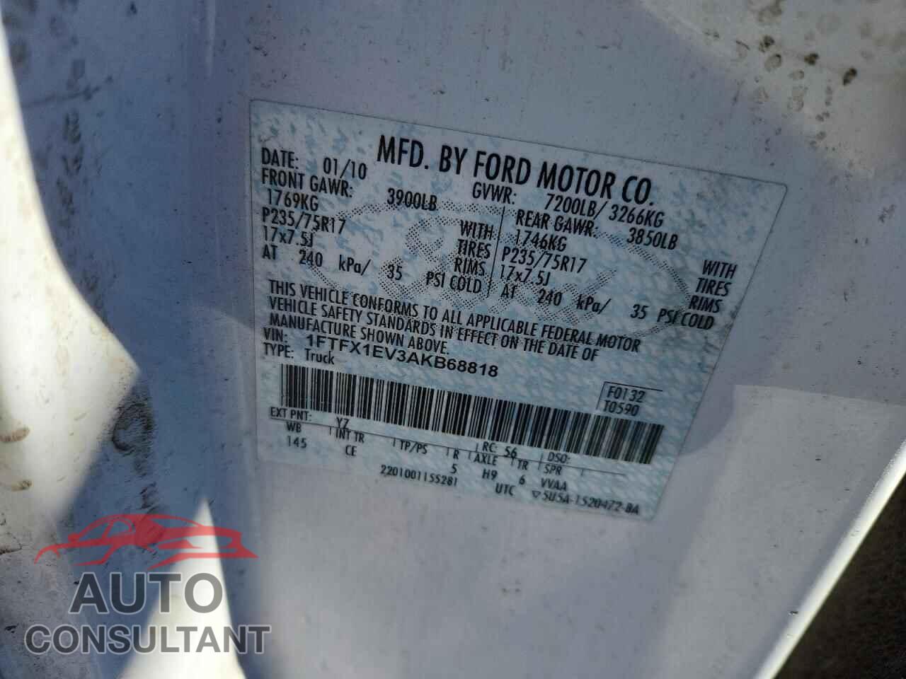 FORD F150 2010 - 1FTFX1EV3AKB68818