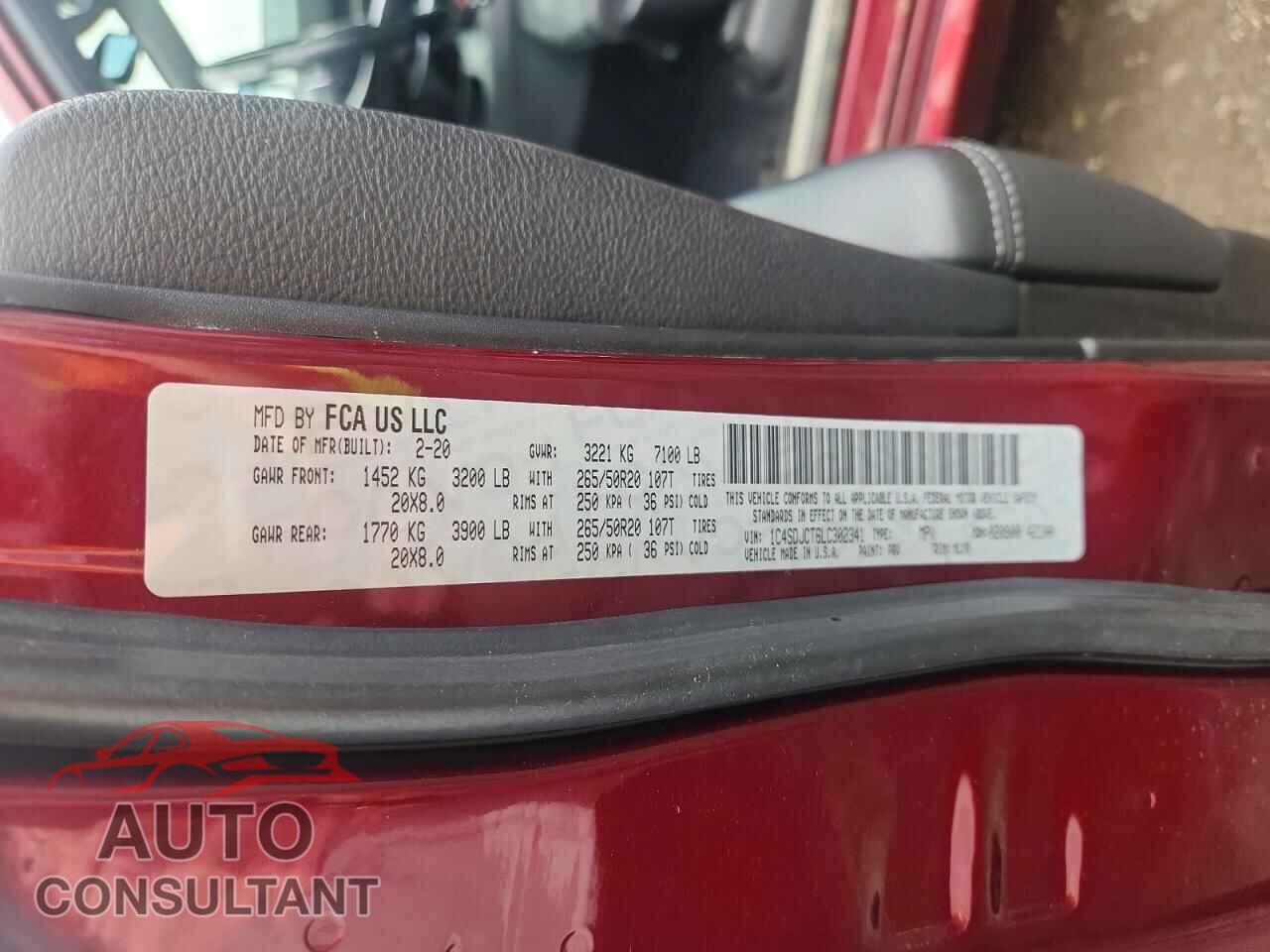 DODGE DURANGO 2020 - 1C4SDJCT6LC302341