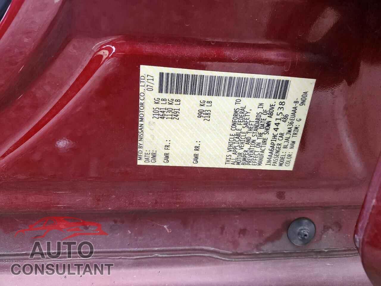 NISSAN MAXIMA 2017 - 1N4AA6AP1HC441538