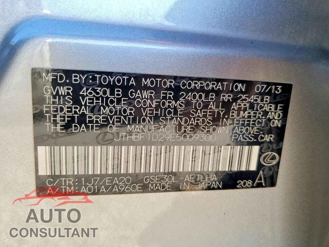 LEXUS IS 2014 - JTHBF1D29E5009300