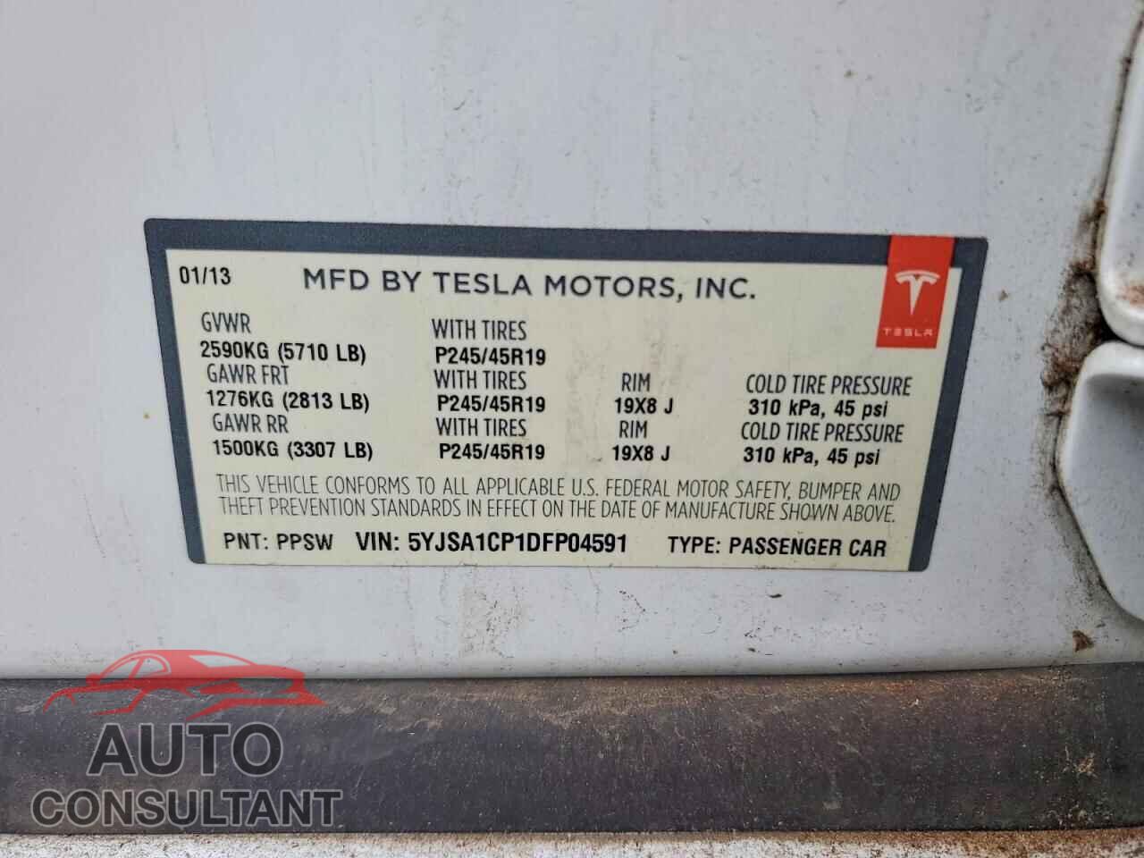 TESLA MODEL S 2013 - 5YJSA1CP1DFP04591