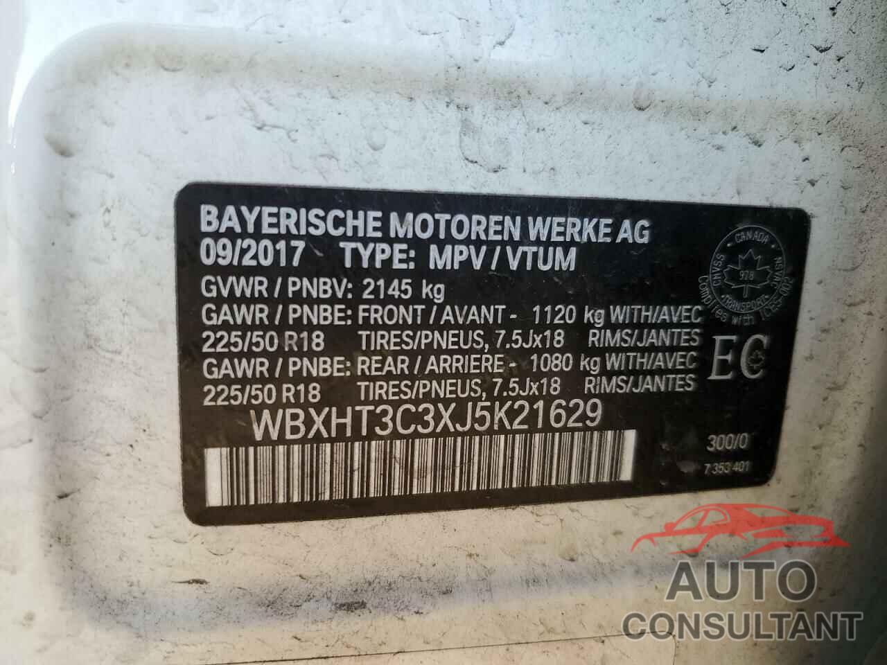 BMW X1 2018 - WBXHT3C3XJ5K21629