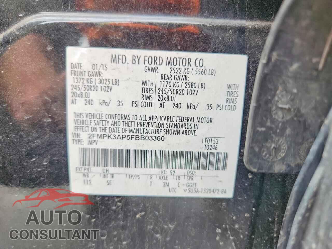 FORD EDGE 2015 - 2FMPK3AP5FBB03360