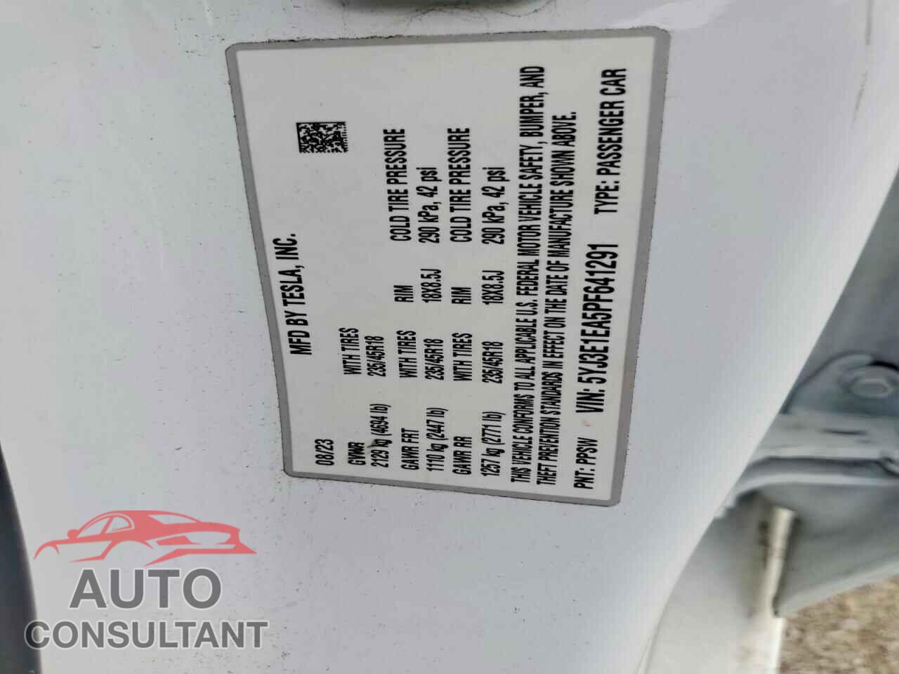 TESLA MODEL 3 2023 - 5YJ3E1EA5PF641291