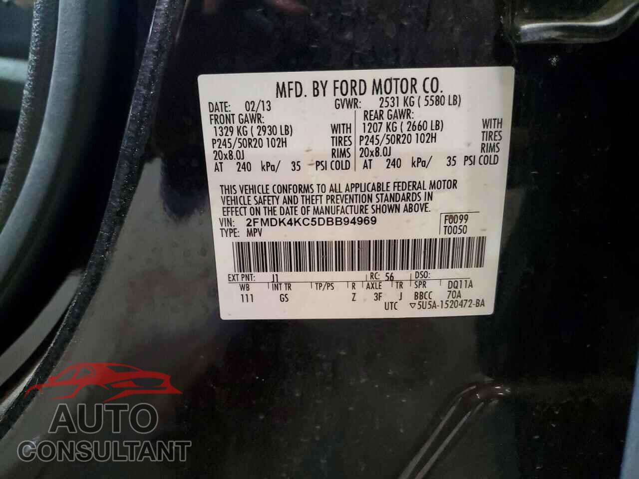 FORD EDGE 2013 - 2FMDK4KC5DBB94969